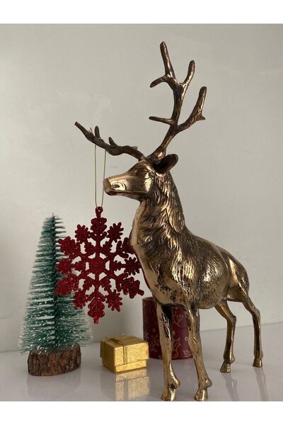 hediye Pirinç Döküm Büyük Boy Masa Geyiği Dekor Biblo