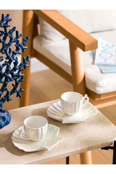 LC Waikiki Oyster 2-Person Porcelain Coffee Cup Set