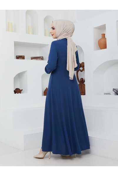 KMKkombin Summer Mevlana Model, Fitted at the Waist, Flared Fereca Topcoat with Elastic Sleeves