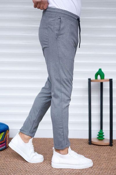 BayAygün BayAygun 4014 - Γκρι παντελόνι Jogger με διπλό πόδι