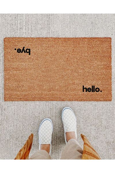 İki Sade Coco Door Mat Hand Painted - 100% Natural, Koko Mat, Bristle Door Mat
