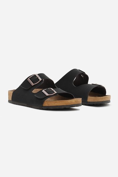 Tonny Black Μαύρες Παντόφλες Unisex - Πολυ Σόλα, Διπλή Πόρπη, Ρυθμιζόμενη