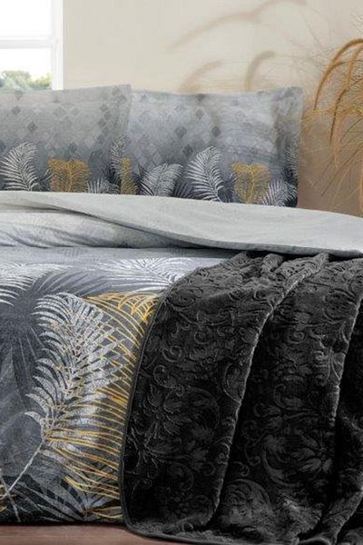 Özdilek Golden Palm Double - Μοντέρνο Σετ Παπλωματοθήκης ΓΚΡΙ