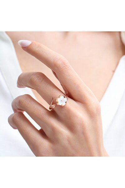 Mia Vento Manolya Çiçeği Ihtişamı Rose Renk Gümüş Yüzük