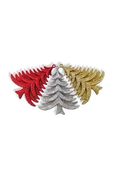 roco paper New Year's Silvery Pine 3 Pieces - Red Silver Gold - 9X8 cm