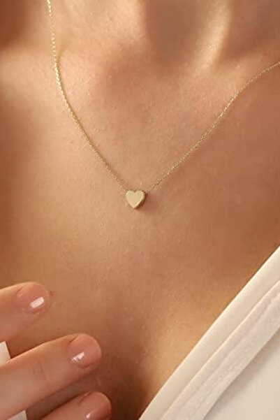 PSGT Zincirli Minimal Kalpli Kolye Basic Kadın Love
