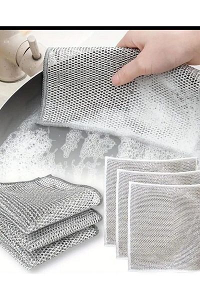 MODELHOME Double Sided 3 Pieces of Dish Cloth Wire - Kitchen and Bathroom Sink (20X20 CM)