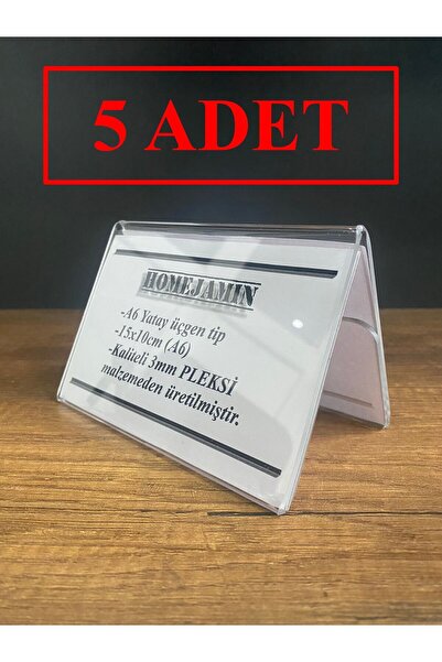 HomeJamin A6 Yatay Üçgen Piramit A Tip Şeffaf Pleksi Föylük Fiyatlık Menü Broşür Etiket 5 Adet (15X10) Cm