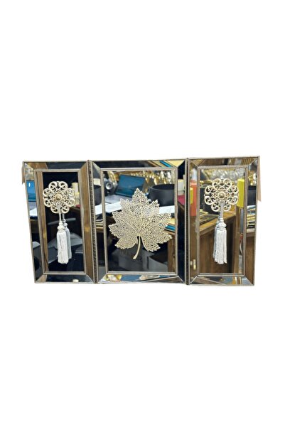 GİTTİGİTTİ 3'LÜ YAPRAKLI AYNALI DUVAR PANO GAGA-DK09