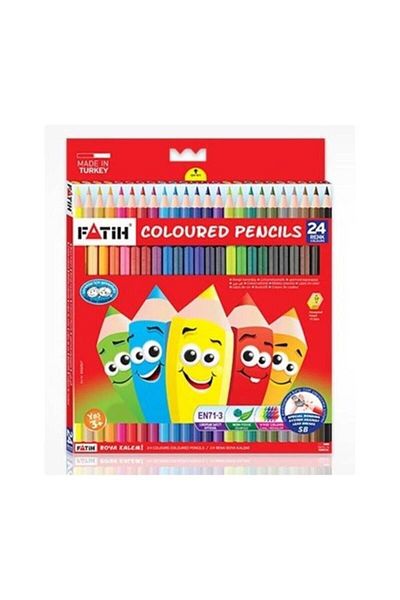 Fatih 24 Pack Full Size Crayons 24 Colors Dry Color