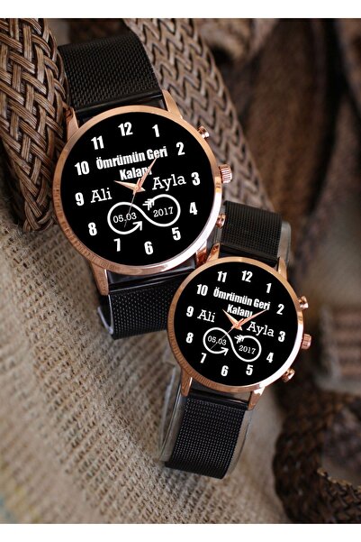 STONY Çift Saatleri Ömrümün Geri Kalanı İsimli ve Tarihli Sevgili Çift Kol Sa...