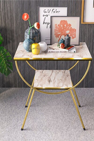 GOLDFALEZ Yan Sehpa Komodin Metal Ayak Çift Gold Efes 1979