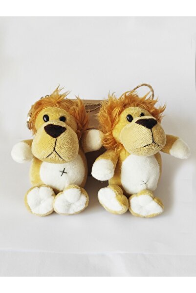 dudu kids Kraft Kutulu 2 adet Peluş Sarı Aslanlı Anahtarlık 15 cm - Doğum Gün...