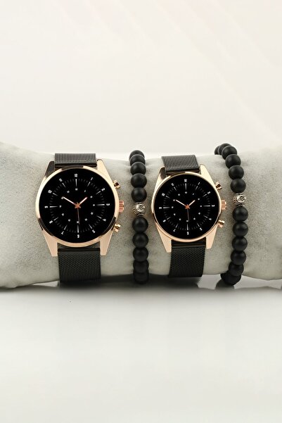 STONY Sade Kadran İkili Rakam Çift Kol Saati Set Bileklik Hediye Özel Sevgili Saatleri