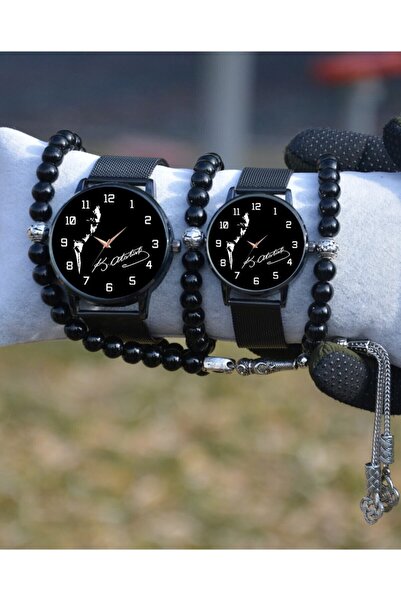 STONY Çift Saatleri Sevgili Kadın Erkek Bileklik Hediyeli Siyah Hasır Kordon ...