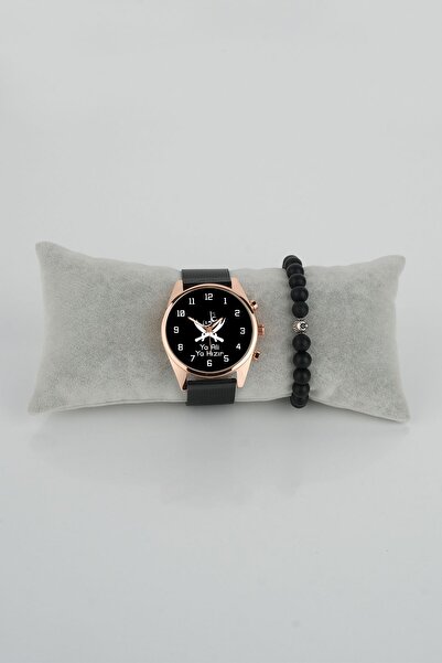 STONY Çift Zülfikar Ya Ali Ya Hızır Yazılı Siyah Fon Kadın Kol Saati Bileklik...