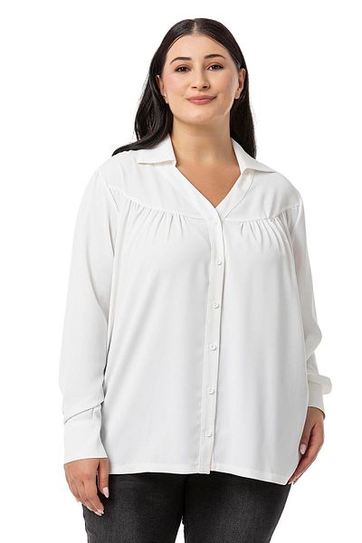 DISENTIS MODEST White Shirt - Plus Size, Collar and Robe, Long Sleeve