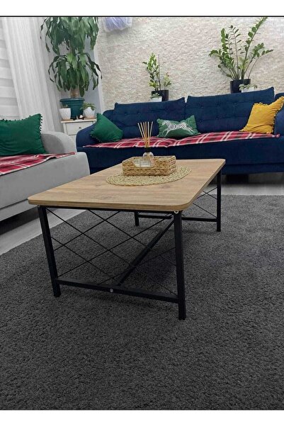 Tapacım Oval Kesim Sehpa , 60x90 Metal Ayaklı Masa , Orta Sepha , Yan Sehpa Atlantik Çam