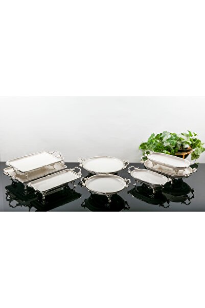 Genel Markalar 8 PARÇA PORSELEN KULPLU SUNUM SETİ GÜMÜŞ