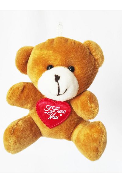 dudu kids Plush Teddy Bear Keychain - 9 Cm - Brown - Heart - Valentine's Day Gift - Bag Ornament - Toy