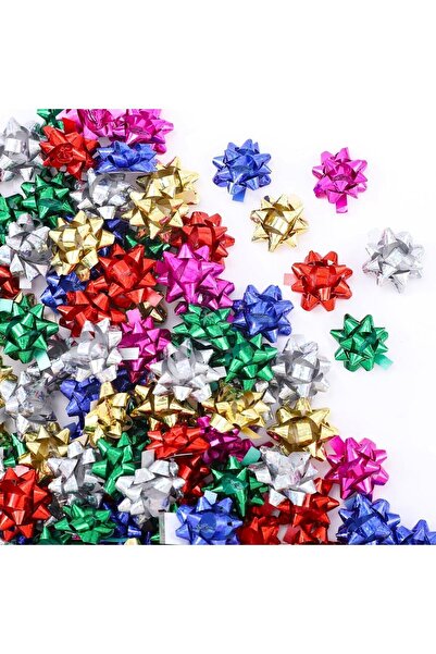 roco paper Kendinden Yapışkanlı Karışık Renkler Metalik Yıldız Rafya 100 adet...
