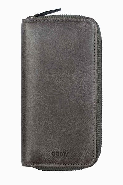 DAMY Anthracite K833 - Casual δερμάτινο πορτοφόλι με φερμουάρ και προστασία RFID