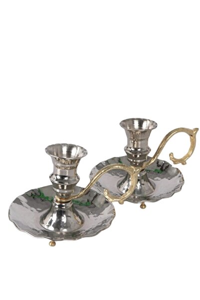 KAYSERİ BAKIRCILIK Bakır Mumluk Gümüş 2'i Set