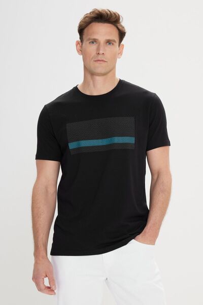 ALTINYILDIZ CLASSICS Ανδρικό μπλουζάκι από βαμβακερό εμπριμέ με λαιμόκοψη σε ...