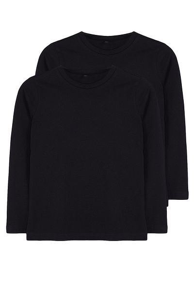 TRENDYOLKIDS Unisex černo-černá 2dílná základní sada bavlněných triček – Tkdaw25Ts00000