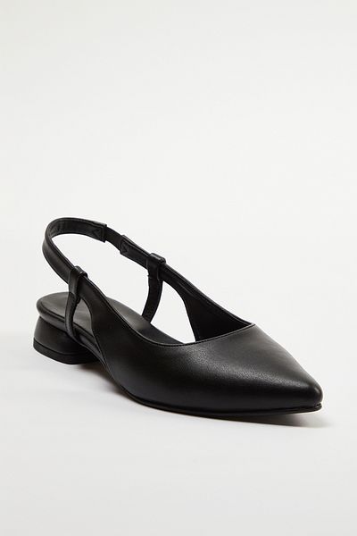 TRENDYOL SHOES Fekete nyitott hátú hegyes orrú női balerina TAKSS24BE00006