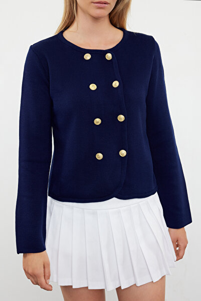 Trendyol Collection Sötétkék kötöttáru, kétsoros kardigán - TWOAW25HI00103