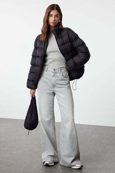 Trendyol Collection Voděodolná bunda Black Puffer Jacket - Regular Fit a taška Twoaw24Mo00116