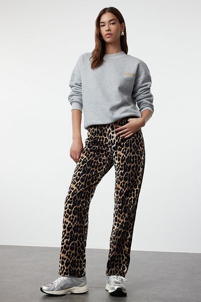 Trendyol Collection Šedá vyšívaná mikina