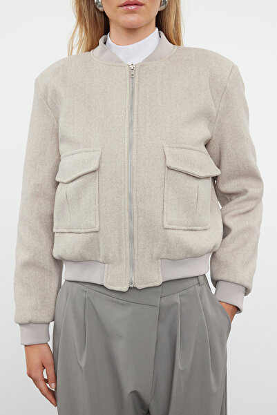 Trendyol Collection Bunda Bomber s razítkem norkové barvy - TWOAW25MO00085