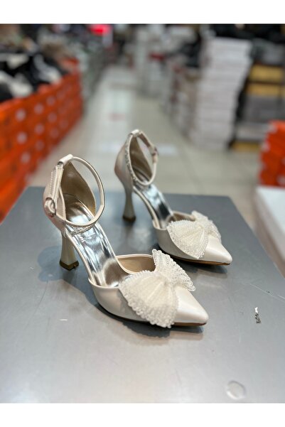 Hacıoğlu Ayakkabı Pantofi cu toc elegant Shah cu fundita din tul