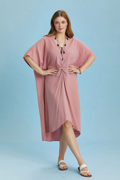 Los banditos Rochie cu decolteu în V, înnodat, cu mânecă liliac