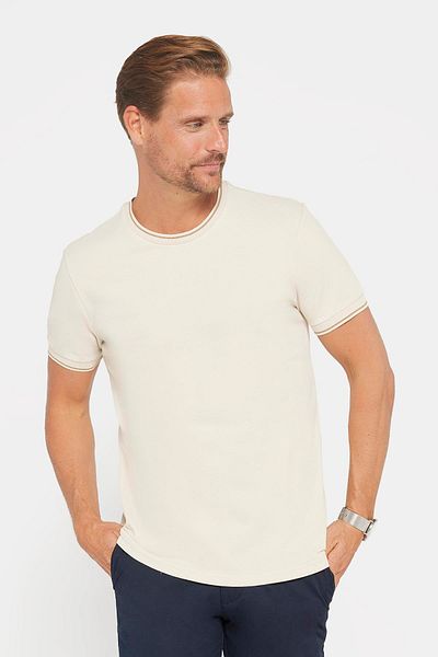 Tudors Ανδρικό T-shirt Slim Fit Slim Fit 100% βαμβακερό απλό μπλουζάκι από πέτρα πικέ χρώματος