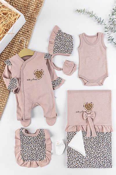 Babymod Leopard Patterned 8-Piece Baby Girl Hospital Discharge Baby Set