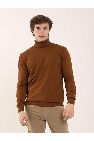 Dufy Pulover pentru bărbați, slim fit, simplu, clasic, cu gât întreg - 91072