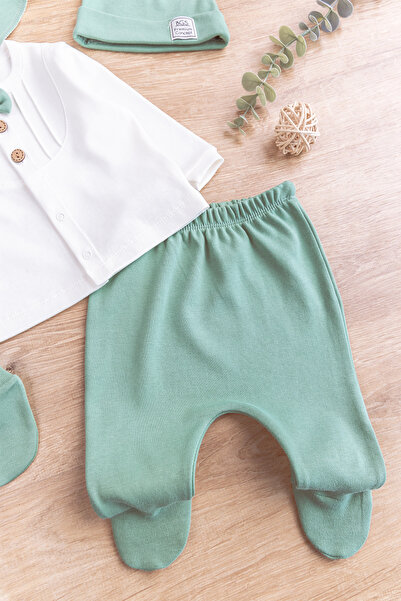 Babymod Bow Tie Collar Detailed Cotton 5 Piece Baby Boy Hospital Outlet Baby Set