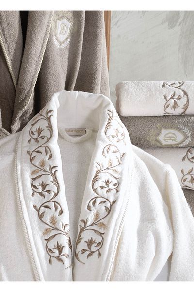 Dantela Σετ οικογενειακής ρόμπας Burçak Cotton 6 τεμαχίων - Κρέμα/Μπεζ