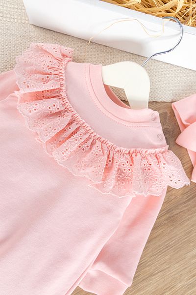 Babymod Baby Girl Jumpsuit with Scallop Collar and Bow and Bandana