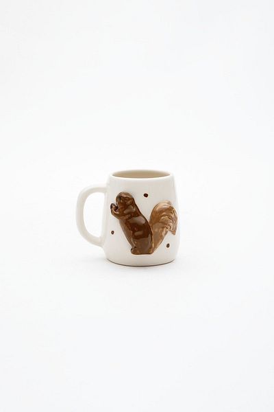 Loomart 400 ml Ceramic Embossed Squirrel Cup - Handmade with 3D Figure