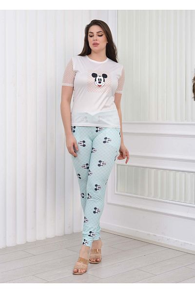 Modamix Sleeve Dantell Women's T-Shirt Trousers Pajama Set 1080