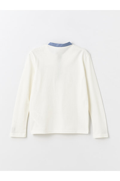 LC Waikiki Chlapecké tričko s dlouhým rukávem s vyšívaným límcem