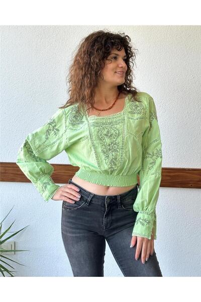 ByEnBi Gipeli Back Low-cut Mint Green Blouse