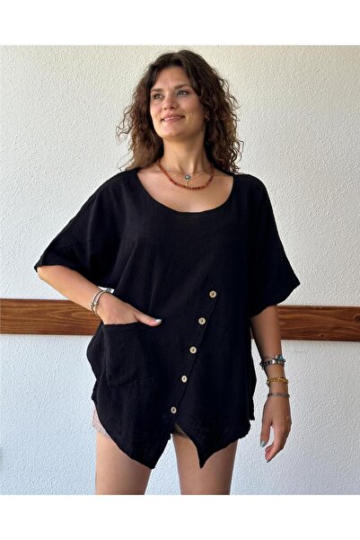ByEnBi Black Cotton Mercury Blouse - Buttoned Std