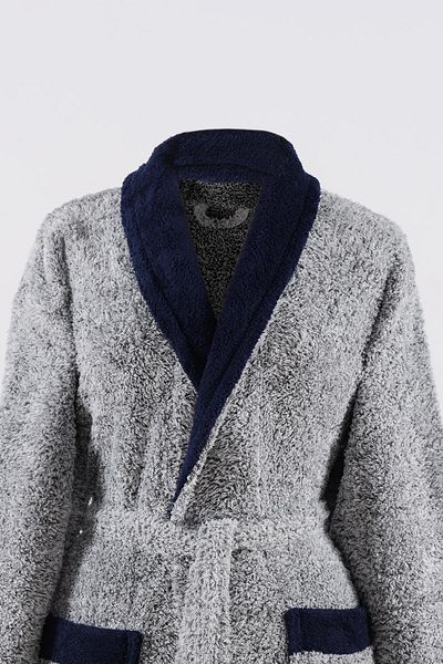 MaisonArt Unisex Navy Şalyaka Λούτρινο Μπουρνούζι - Wellsoft Μπουρνούζι