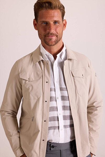 Ysf Erkek Bej Klasik Yaka Yazlık Mont