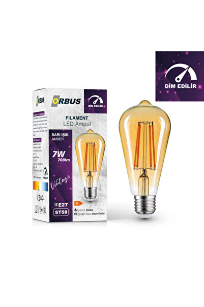 ORBUS 7W E27 Filament LED Ampul - Dim Edilebilir - DST58